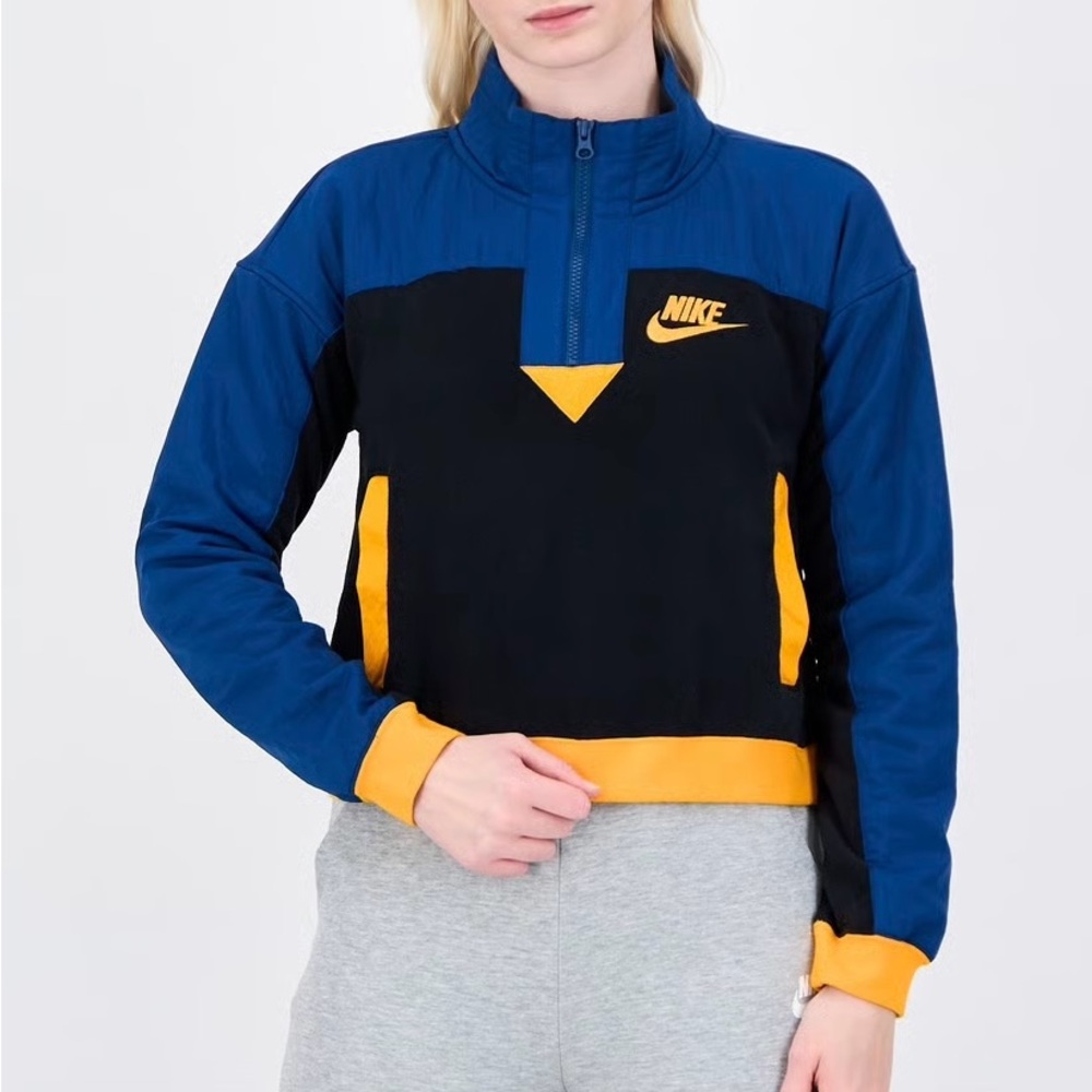 Nike Sportswear Women’s Half Zip Fleece Colorblock Cropped Jacket - S